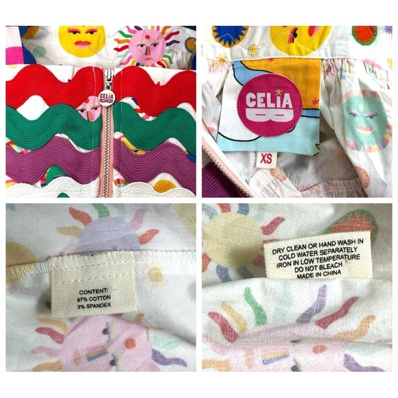 CeliaB Suhail Dress Sun Moon Print Astronomy Kitschy Whimsical Colorful size XS - Picture 14 of 16